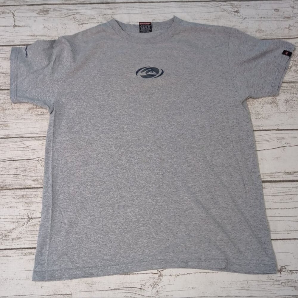 Quicksilver Y2K Grey Graphic Big Logo T Shirt Made In Mexico Size M